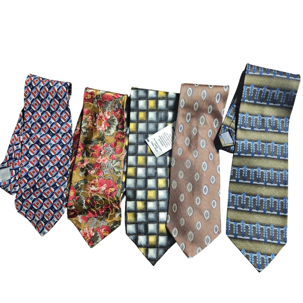 Lot of 5 Silk Ties Rene Chagal Joseph Abboud Franco Di Napoli Abstract Old Money
